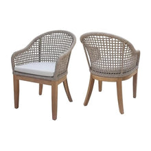 IC INTERNATIONAL CONCEPTS Set of Two Outdoor Teak Patio Dining Chair with Cushions - Natural
