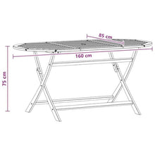 KGFHERENB Folding Patio Table 63" x 33.5" x 29.5", Solid Eucalyptus Wood Oval Dining Table for Outdoor Picnic and Dining, Foldable Space Saving Wooden Table for Backyard