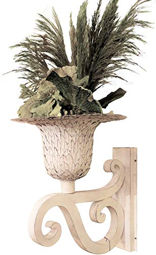 MY SWANKY HOME Ornate White Iron Scroll Wall Mounted Planter Flower Urn Bracket Outdoor Metal