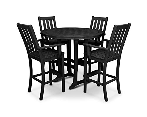 Polywood Vineyard 5-Piece Bar Set Black