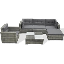 YWMLFZ Rattan Gray 6 Piece Patio Lounge Set with Cushions Poly Soft and Comfortable for Outdoor Backyard Gardens