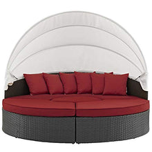 Modern Contemporary Outdoor Patio Balcony Lounge Daybed Sofa Bed, Rattan Wicker, Red