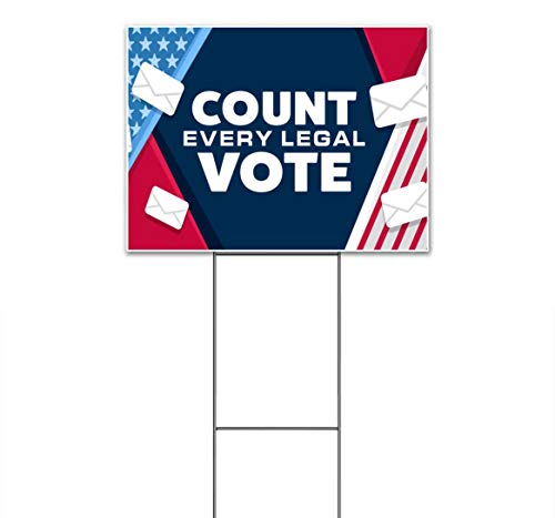 Count Every Legal Vote (18" x 24") Yard Sign, Quantity Discounts, Multi-Packs, Includes Metal Step Stake, Bandit, New, Advertising, USA