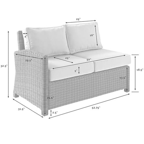 Afuera Living Modern Wicker Right Arm Patio Loveseat, 53" W x 32" D x 32.5" H, Brown and Sand, UV-Resistant Resin Wicker, Steel Frame, Weather-Resistant Cushions, Outdoor Seating for Patio or Garden