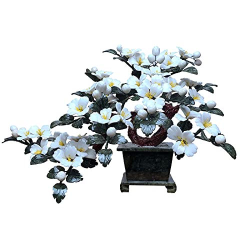 YXIANG56Q Fake Plants Artificial Bonsai Living Room Jade Peony Flowerpot Ornaments Fortune Tree Feng Shui Ornaments for Home Office Porch Lucky Gift Bonsai Tree(A)