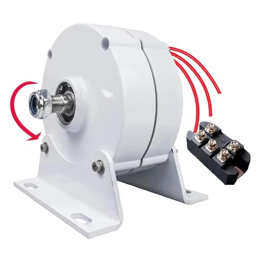 HYZHANHONG Low Speed Gearless Permanent Magnet Generator 24V 48V 220V 1200W V AC Alternators Use for Small Wind Turbines, Pedal Generators(with Base),48v
