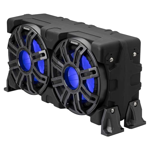 KICKER 10-Inch Loaded Premium Marine Sub Enclosure with Passive Radiator & 48KXMA9005 Amp Bundle
