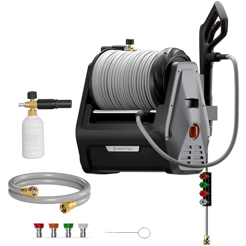 Giraffe Tools Retractable Wall Mounted Pressure Washer Plus with 100FT Hose