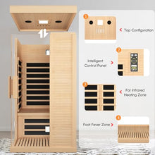 OUTEXER Indoor Far Infrared Sauna Canadian Hemlock Single Person Spa Wood Color