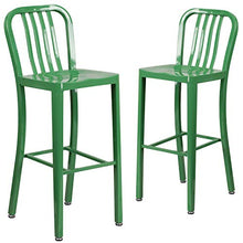 Flash Furniture Gael Commercial Grade 2 Pack 30" High Green Metal Indoor-Outdoor Barstool with Vertical Slat Back