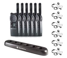Motorola Solutions 6 Pack CLS1410 Walkie Talkie Radios with Headsets & 6-Bank Charger Black