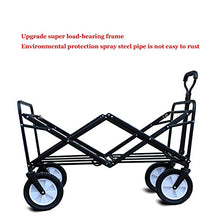 Freestanding Garden Cart Outdoor l Folding Beach Wagon Portable Heavy-Duty Shopping Carts for Groceries with Aluminum Alloy Folding Table Accessories (Black and White)