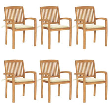 LKJephalotrope Teak Stacking Patio Chairs with Cushions Set of 6