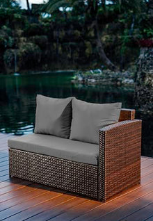 Nestl 7-Piece Wicker Outdoor Furniture Set Brown Frame/Grey Cushions