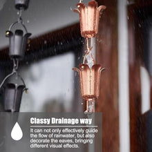 YUSIWOAL Copper Rain Chain with Flower Design - Durable Rainwater Catcher for Eaves Drainage and Downspout Replacement(2.4 m (7.8ft))