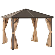 Outsunny 10' x 10' Hardtop Gazebo with Curtains and Netting Brown