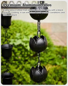 YUSIWOAL Flower Shaped Rain Chains for Gutters - Elegant Hanging Water Feature, Rainwater Catching System(2.2M (7.2Ft))