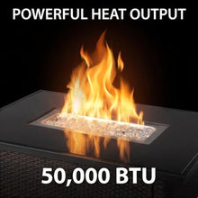 Endless Summer 44 x 32 Rectangular 40,000 BTU Liquid Propane Gas Outdoor Fire Pit Table w/White Fire Glass, Center Insert and Cover, Brown/Black