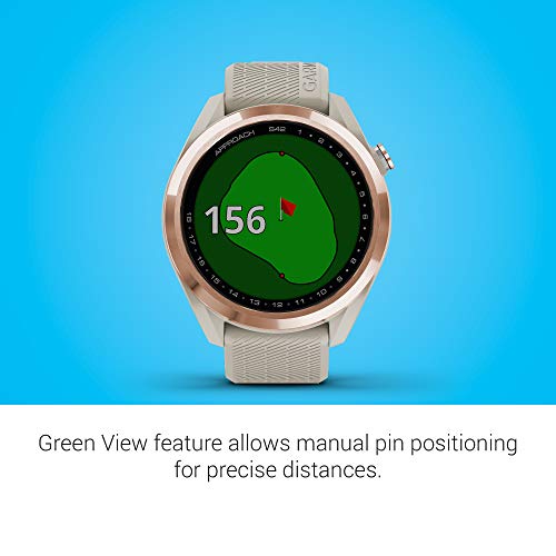 Garmin Approach S42 GPS Golf Smartwatch Rose Gold Ceramic Bezel Tan Silicone Band