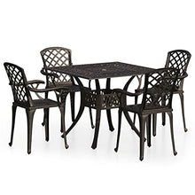 YITHOPI (Fast Delivery) Patio Bistro Set,Cast Aluminum Bistro Table Set Outdoor Dining Table with Umbrella Hole for Porch, Lawn, Garden, Backyard, Pool,5 Piece Bistro Set Cast Aluminum (Bronze)
