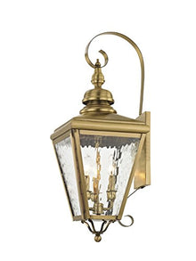 Livex Lighting 2033-01 3-Light Outdoor Wall Lantern, Brass