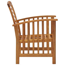 KLGBNCVE 5 Piece Patio Lounge Set with Coffee Table, Solid Acacia Wood Outdoor Furniture Set with Slatted Tabletop and Curved Backrest Chairs