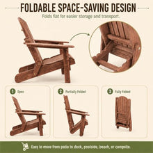 EXPEAK Oversized Wooden Folding Adirondack Chairs Set of 6, Hemlock Wood Patio Fire Pit Chairs with Pre-Assembled Backrest & Seat Board, Outdoor Lounge Chair for Backyard Garden Porch Deck, Brown