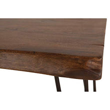 UKN Acacia Live Edge Rectangle Side Table in Natural Black Metal Reclaimed Look