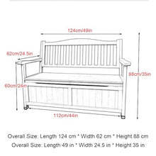JINGSHIQIAOPL 55 Gallon Outdoor Storage Bench, Outdoor Bench for Garden with Armrest, Park Bench for 1-3 Adult for Yard, Front Porch, Max Load 660 LBS(Brown)