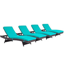 America Luxury - Outdoor Modern Contemporary Urban Design Patio Balcony Chaise Lounge Chair Set of 4 Blue