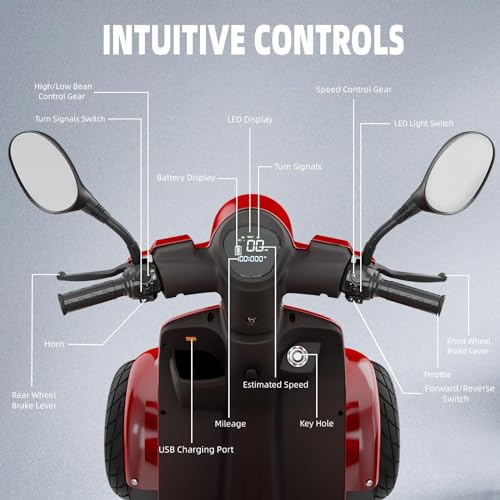 LAGTOM Electric Golf Cart & Mobility Scooter 1000W Candy Apple Red