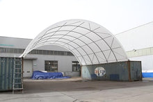 Kaimei 20'x40' Heavy Duty Shipping Container Canopy Shelter - White, PE Fabric, Pony Wall Design - Ideal for Warehouse, Livestock, Equipment Storage, & More!