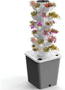 BTURYT Indoor Hydroponic Growing Tower Growing Vertical Growing Tower 6 Layers 30 Plant Sites with Pump and Mobile Water Tank