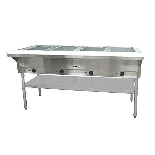 Adcraft ST-120/3 Three-Pan 3 Bay Electric Steam Table with Undershelf, Stainless Steel, 120v, Gray