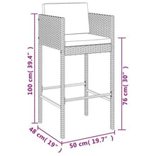 LKJVFCPW 5 Piece Outdoor Bar Set, Poly Rattan Pub Table and 4 Stools with Cushions for Patio, Garden, Balcony, Grey