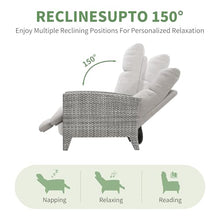 IDEALHOUSE Wicker Outdoor Recliner Reclining Patio Chair with Adjustable Back & Footrest 150° Lay-Flat Reclining with Air Pump Rattan Flip-Up Side Table Outdoor Lounge Chair for Pool Deck Balcony