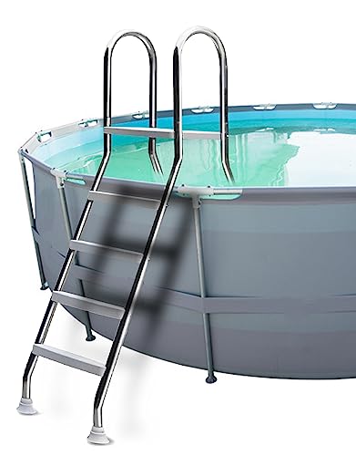 Fiunkes Double Sided Swimming Pool Ladder, Heavy Duty Pool Ladder for Above Ground Pool, Above Ground Pool Ladder Pool Stairs, Removable Stainless Steel Pool Steps Above Ground for 52 Deep Pool