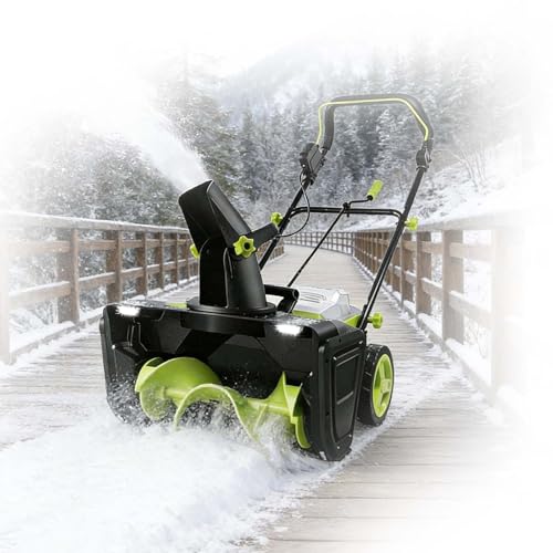 zhenmaster Dual-Battery 40V Cordless Snow Blower, 40V Electric Snow Shovel with Brushless Motor, Dual 4.0Ah Batteries & Adjustable 180-Degree Chute, Ideal for Driveways, Patios, and Walkways