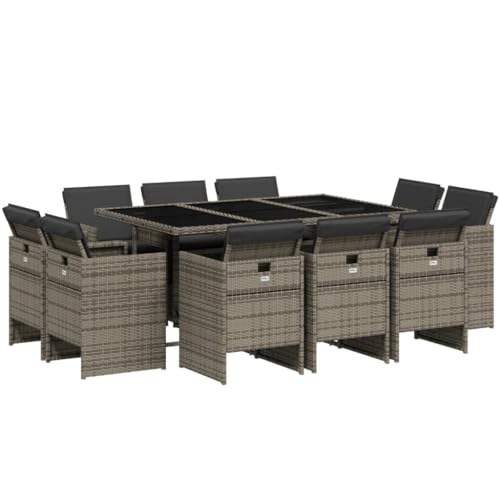 AMBERARD Patio Dining Set Set of 10 Gray Furniture Set