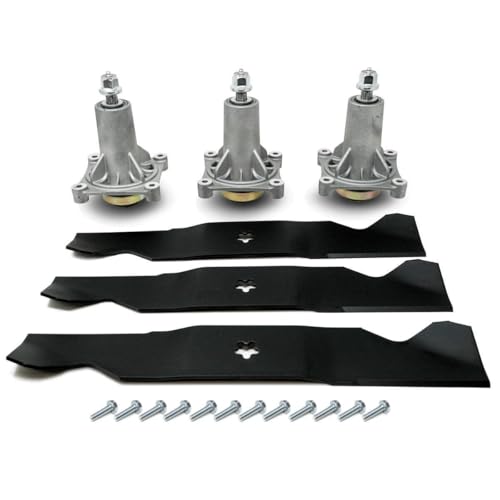 Universal Lawn Mower Spindle and Blade Kit - Replacement Part #RP187292-3BLADERUSS-6, Compatible with Walk-Behind & Zero-Turn Mowers