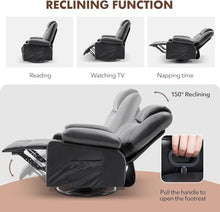 UOPYNE Oversized Swivel Rocker Recliner Chair with Heat and Massage, Big Single Sofa with Cup Holders and USB Charging Port, Comfortable Rocking Lounge Seat for Living Room