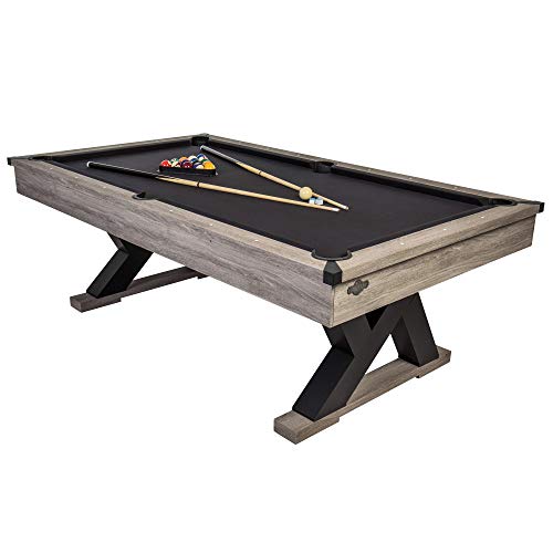 American Legend Kirkwood 90” Billiard Table with Rustic Finish, K-Shaped Legs and Black Cloth Brown