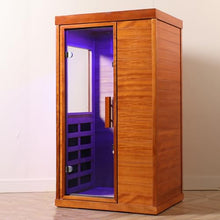 ZAVEROX Mini Home Infrared Sauna with 6 Low EMF Carbon Fiber Heating Panels, Okoume Wood, 35.4x27.5x63.3in