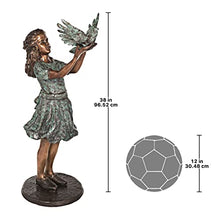 Design Toscano Destiny and The Dove of Peace Little Girl Cast Bronze Garden Statue Green