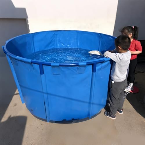 LZMZMQ Foldable Swimming Pools Above Ground, 13ft 11ft 10ft 9ft 8ft 7ft 6ft 5ft 4ft 3ft Diameter Round Frame Pool for Courtyard Balcony Terrace, Extra Large Canvas Fish Pond(4x1.5M/19000L/5019GAL)