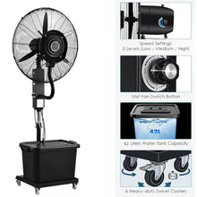 CUTPOIY 42L Industrial Misting Fan – 3 Speeds, 90° Oscillation, Adjustable Height 160-200cm, Outdoor Cooling for Patio, Workshop, Greenhouse, 75cm/29.5in