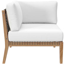 Modway Clearwater Outdoor Patio Teak Wood Sofa in Gray White