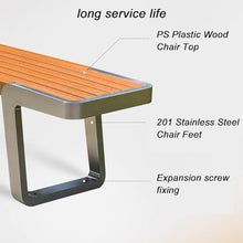 Sunyongfly Outdoor Garden Bench,Park Bench,Wooden seat,Stainless Steel Bench, for Squares, Parks, and Residential Areas(Size:160CM)