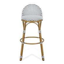 Christopher Knight Home Alura Outdoor French Counter Height Bar Stool Set of 4, Patio Garden PE Rattan Bar Chairs with Footrest+Metal Frame, Wicker Counter Stool for Kitchen Island, White+Black