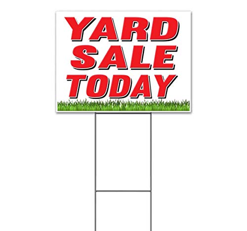 Yard Sale Today (18" x 24") Yard Sign, Quantity Discounts, Multi-Packs, Includes Metal Step Stake, Bandit, New, Advertising, USA